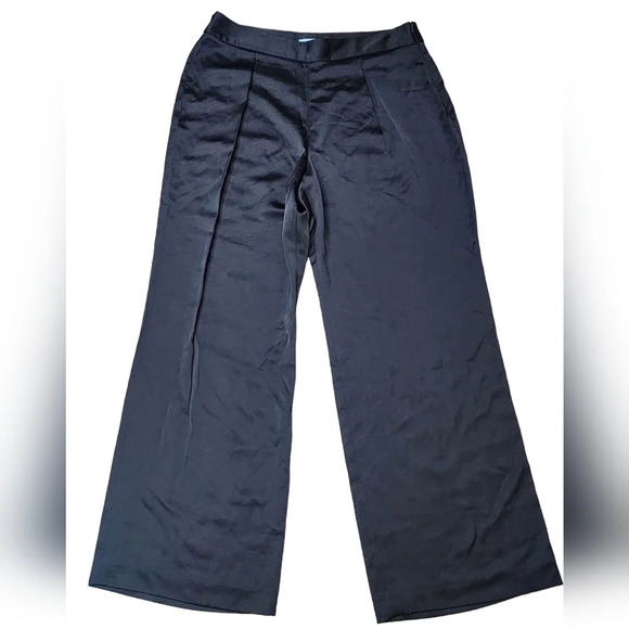 ANTONIO MELANI Satin Black Wide Leg Trousers - Picture 9 of 12